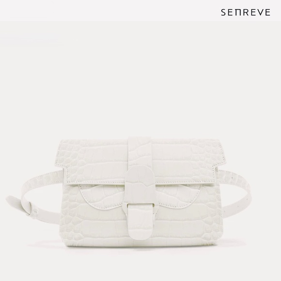 Senreve Aria Cream White Dragon Croc Embossed Belt Bag / Crossbody Bag NWT - Picture 3 of 7